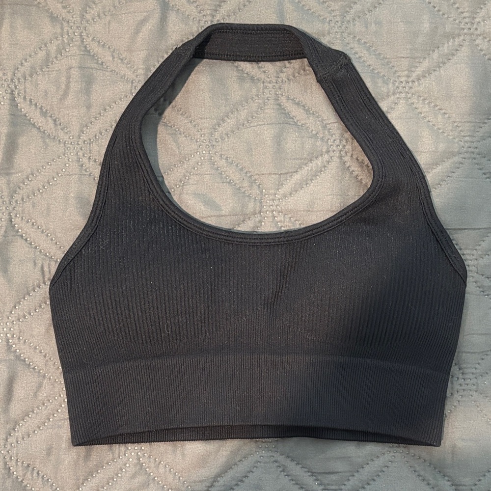 SET Active Charcoal Ribbed Halter Sports Bra